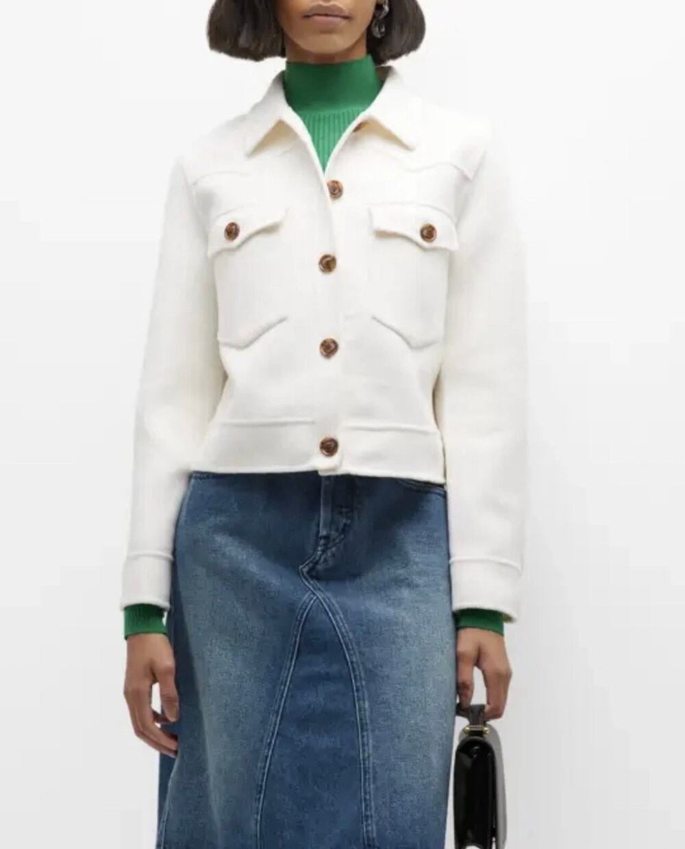 Rails Easton Cream Wool Blend Cropped Shirt Jacket M